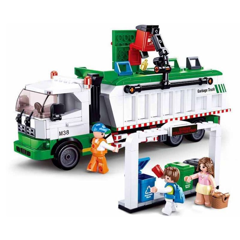 Set-micro-bloques-de-construccion-Camion-recolector-de-reciclaje