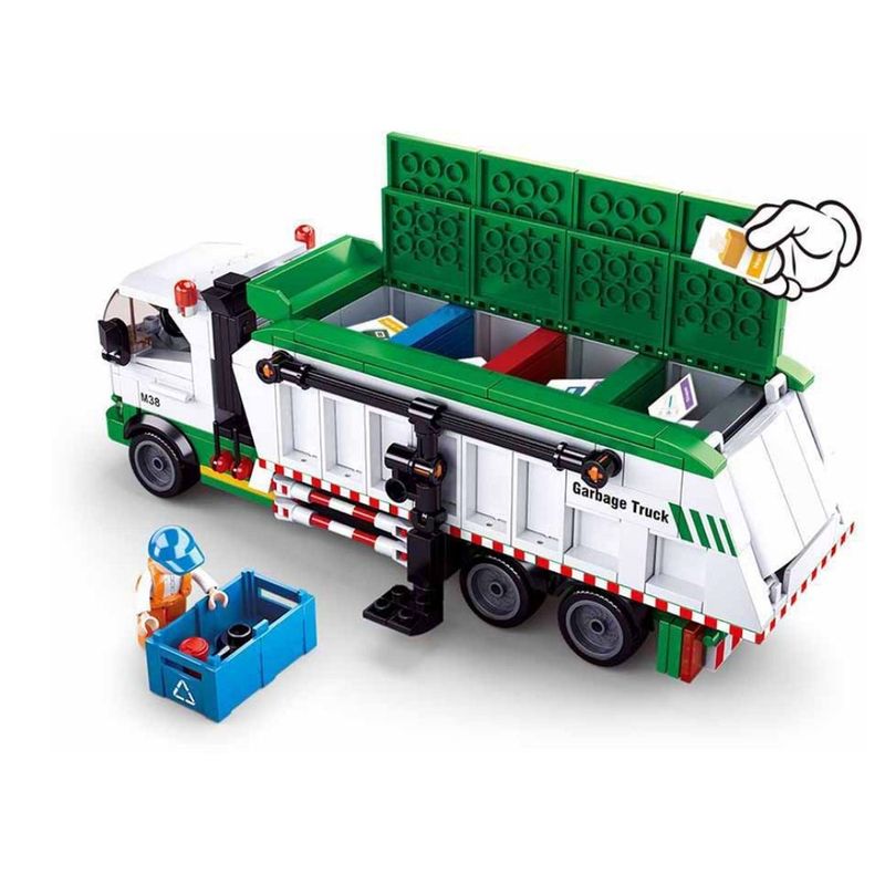 Set-micro-bloques-de-construccion-Camion-recolector-de-reciclaje