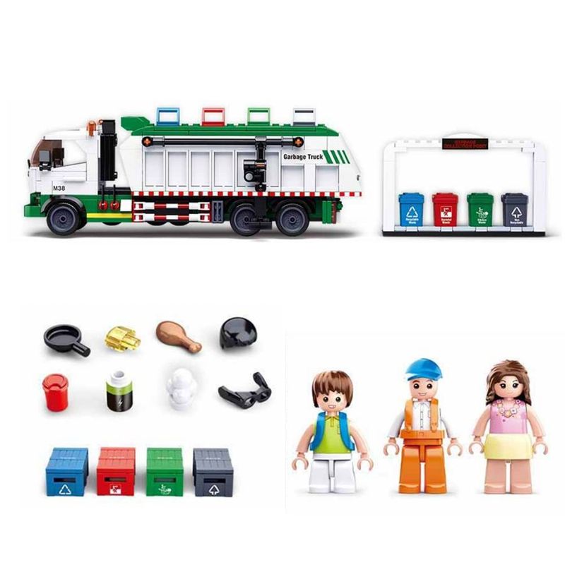 Set-micro-bloques-de-construccion-Camion-recolector-de-reciclaje